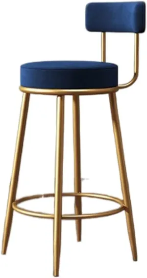Bar Chairs Nordic Bar Chair Luxury Home Bar Stool Metal Legs with Velvet Cushion High Chair Backrest Bar Stool Office Coffee Chair Bar Stools with Back(C)