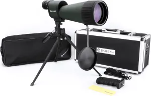 Barska Benchmark Waterproof Straight Spotting Scope with High Zoom Power, Objective Focus, Carrying Case & Tripod for Hunting Birding Target Shooting