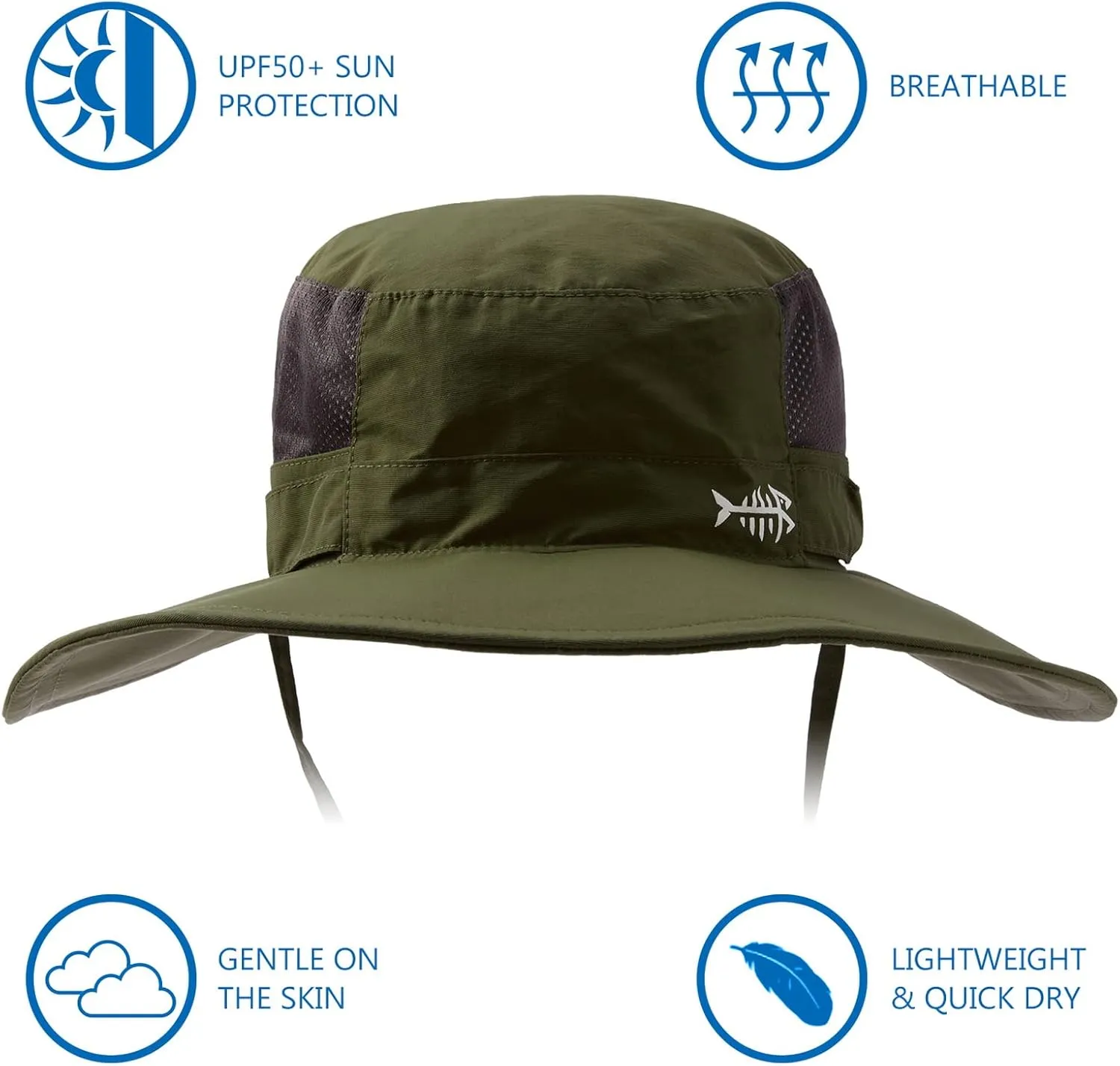 BASSDASH UPF 50  Sun Fishing Hat Water Resistant with Detachable Neck Flap