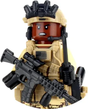 Battle Brick 1.6 Inches Tall African American Special Forces Soldier Custom Minifigure | Accessories Made in The USA | Genuine Military Minifig | Great Gift for Ages 10  to Adult AFOL