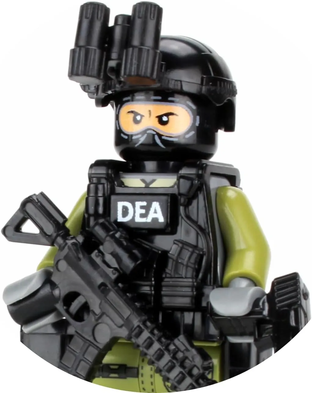 Battle Brick 1.6 Inches Tall DEA Special Response Team SRT Officer Custom Minifigure | Accessories Made in The USA | Genuine Military Minifig | Great Gift for Ages 10  to Adult AFOL