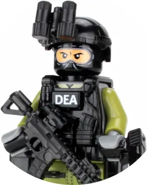 Battle Brick 1.6 Inches Tall DEA Special Response Team SRT Officer Custom Minifigure | Accessories Made in The USA | Genuine Military Minifig | Great Gift for Ages 10  to Adult AFOL