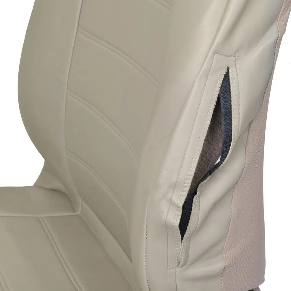 BDK carXS Beige Leather Car Seat Covers Front Seats Only, 4-Piece Faux Leather, Includes Front Seat Covers, Automotive Seat Covers for Trucks SUV