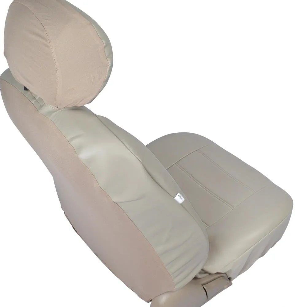 BDK carXS Beige Leather Car Seat Covers Front Seats Only, 4-Piece Faux Leather, Includes Front Seat Covers, Automotive Seat Covers for Trucks SUV