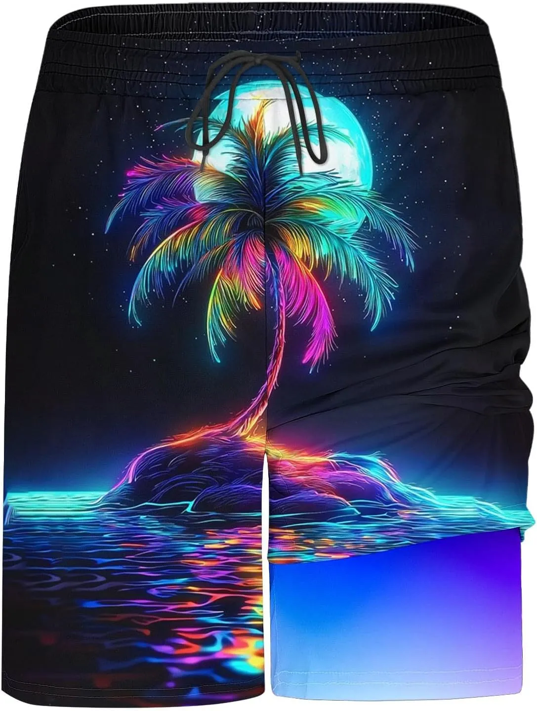 Beach Shorts for Men 2 in 1 Athletic Shorts Casual Drawstring Loose Elastic Waist Vacation Floral Print Pants