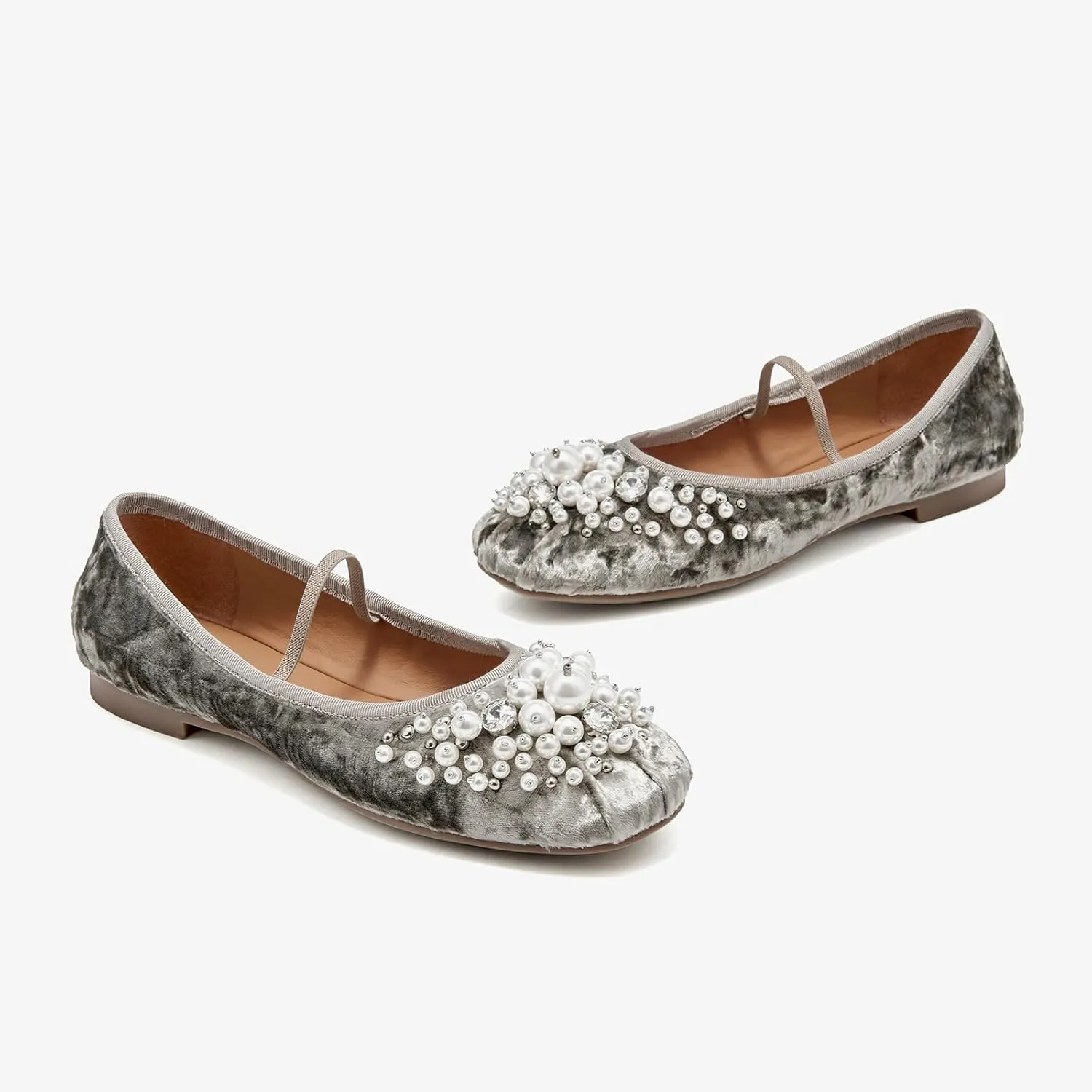 BEAU TODAY Mary Jane Shoes Women, Ballet Flats Shoes for Women, Buckle Strap Genuine Leather Flats, Comfortable Square Toe Dressy Mary Jane Flats Trendy
