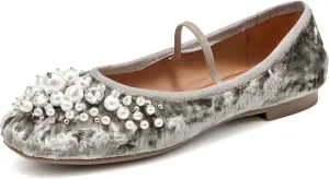 BEAU TODAY Mary Jane Shoes Women, Ballet Flats Shoes for Women, Buckle Strap Genuine Leather Flats, Comfortable Square Toe Dressy Mary Jane Flats Trendy