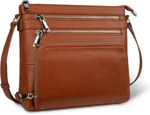 befen Genuine Leather Crossbody Bags for Women, Lightweight Medium Anti-Theft Shoulder Purse with Built in RFID Wallet