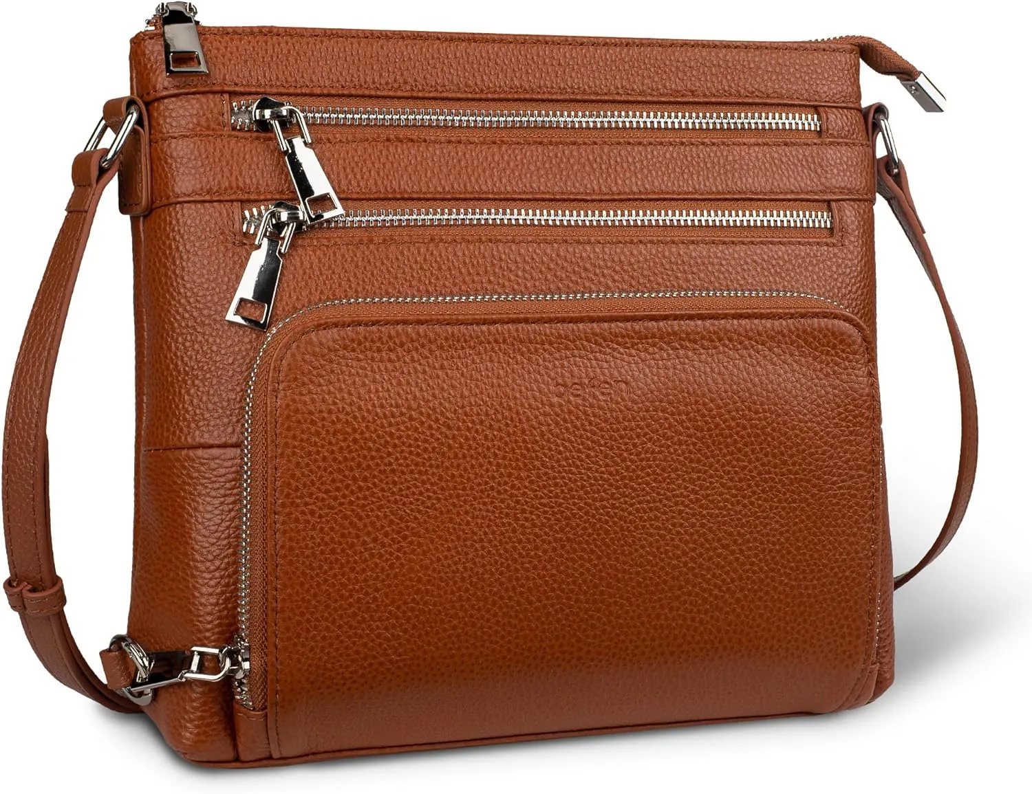 befen Genuine Leather Crossbody Bags for Women, Lightweight Medium Anti-Theft Shoulder Purse with Built in RFID Wallet