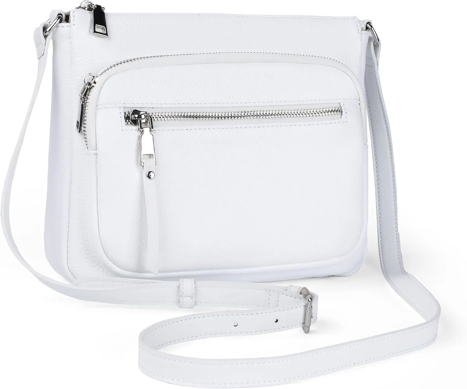 befen Genuine Leather Crossbody Bags for Women Medium Size RFID Blocking Leather Purse for Women with Multi Zip Pockets