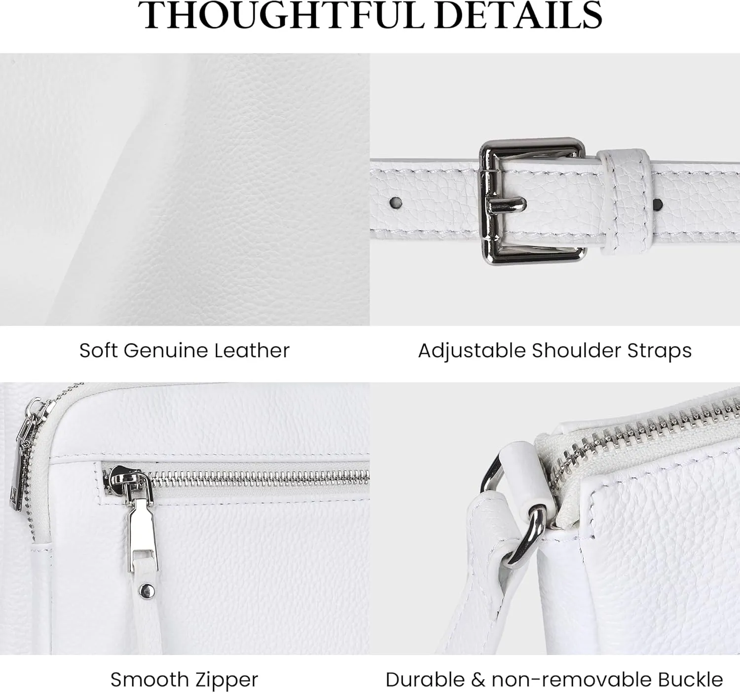 befen Genuine Leather Crossbody Bags for Women Medium Size RFID Blocking Leather Purse for Women with Multi Zip Pockets