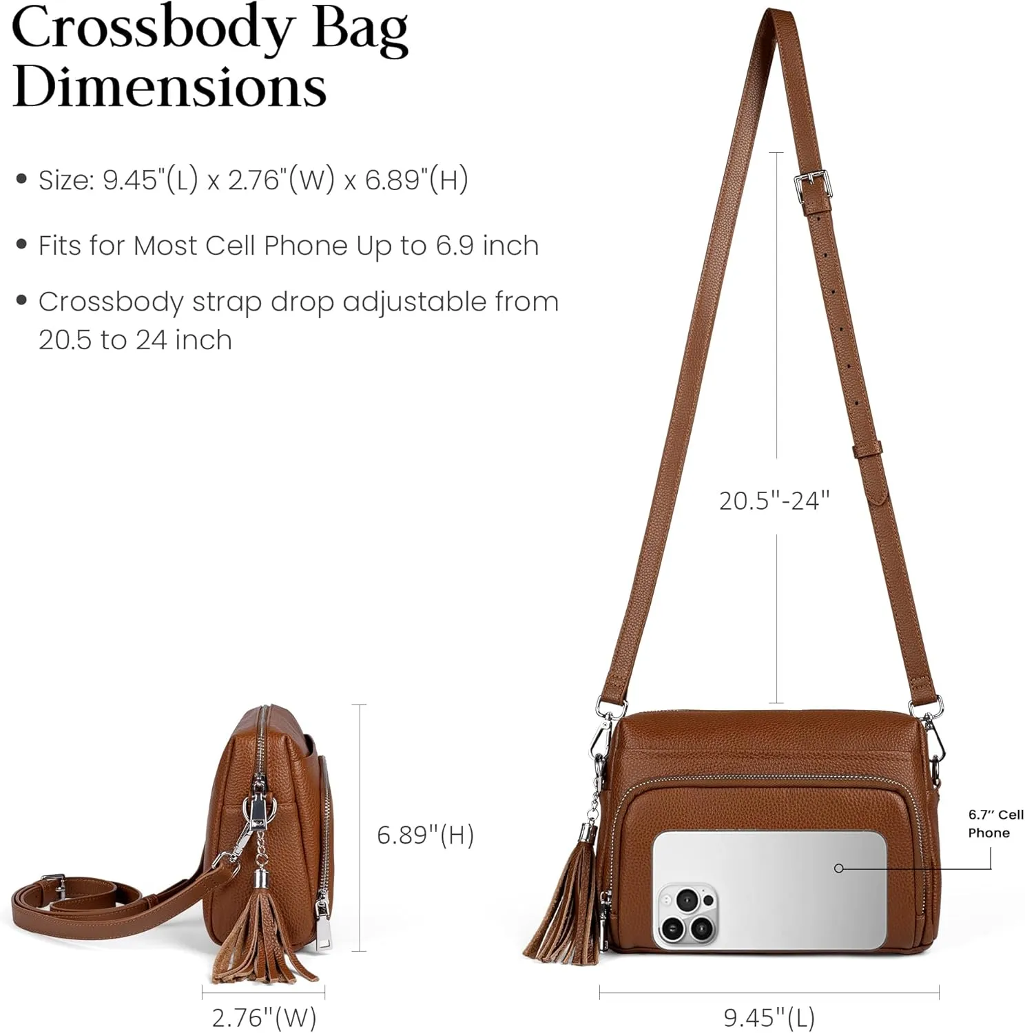 befen Genuine Leather Crossbody Purses for Women Lightweight Small Crossbody Bags Purse with Built in RFID Blocking Wallet
