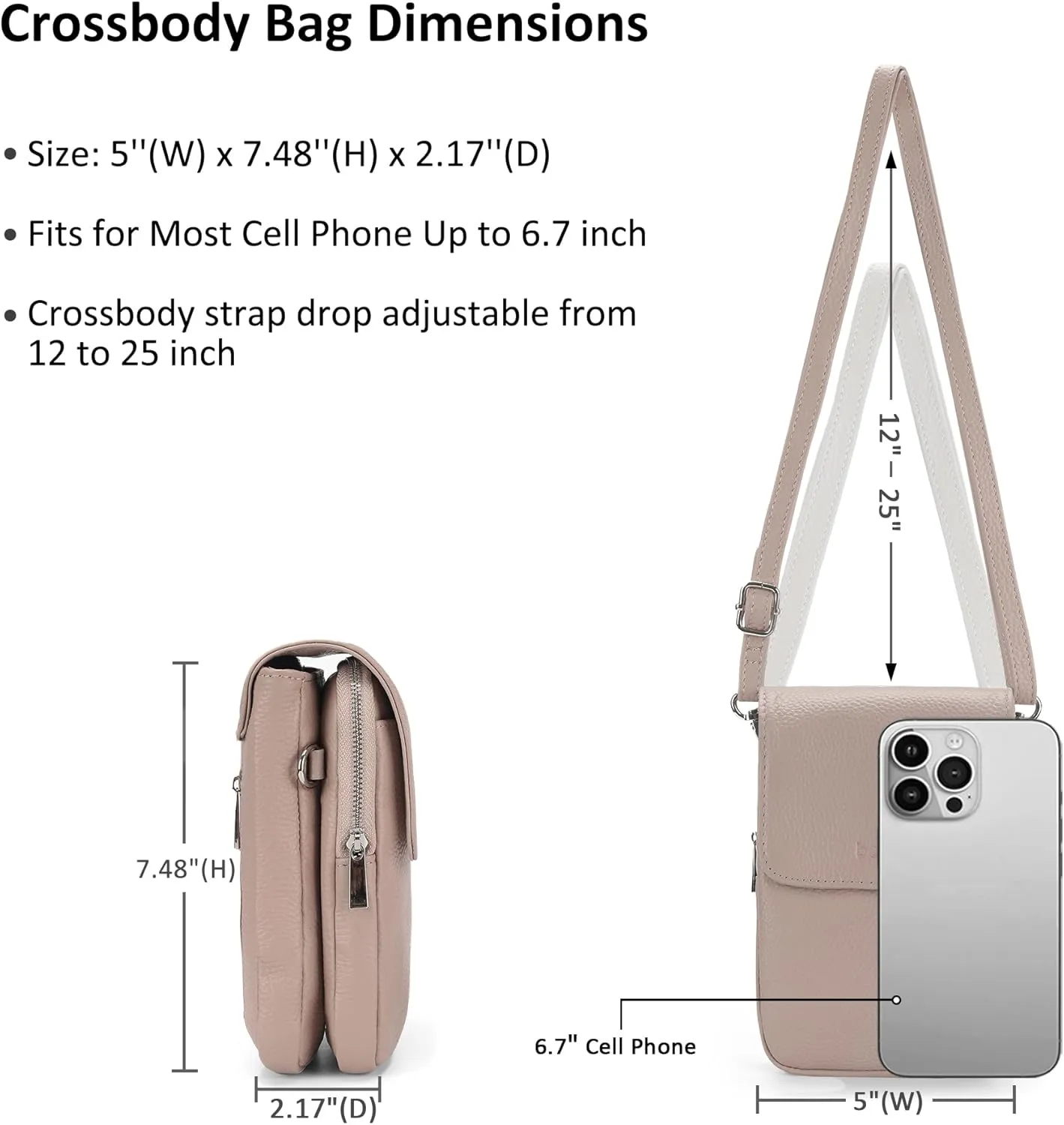 befen Genuine Leather Small Crossbody Bags for Women, Cell Phone Cross body Purse Bag with RFID Blocking Card Slots
