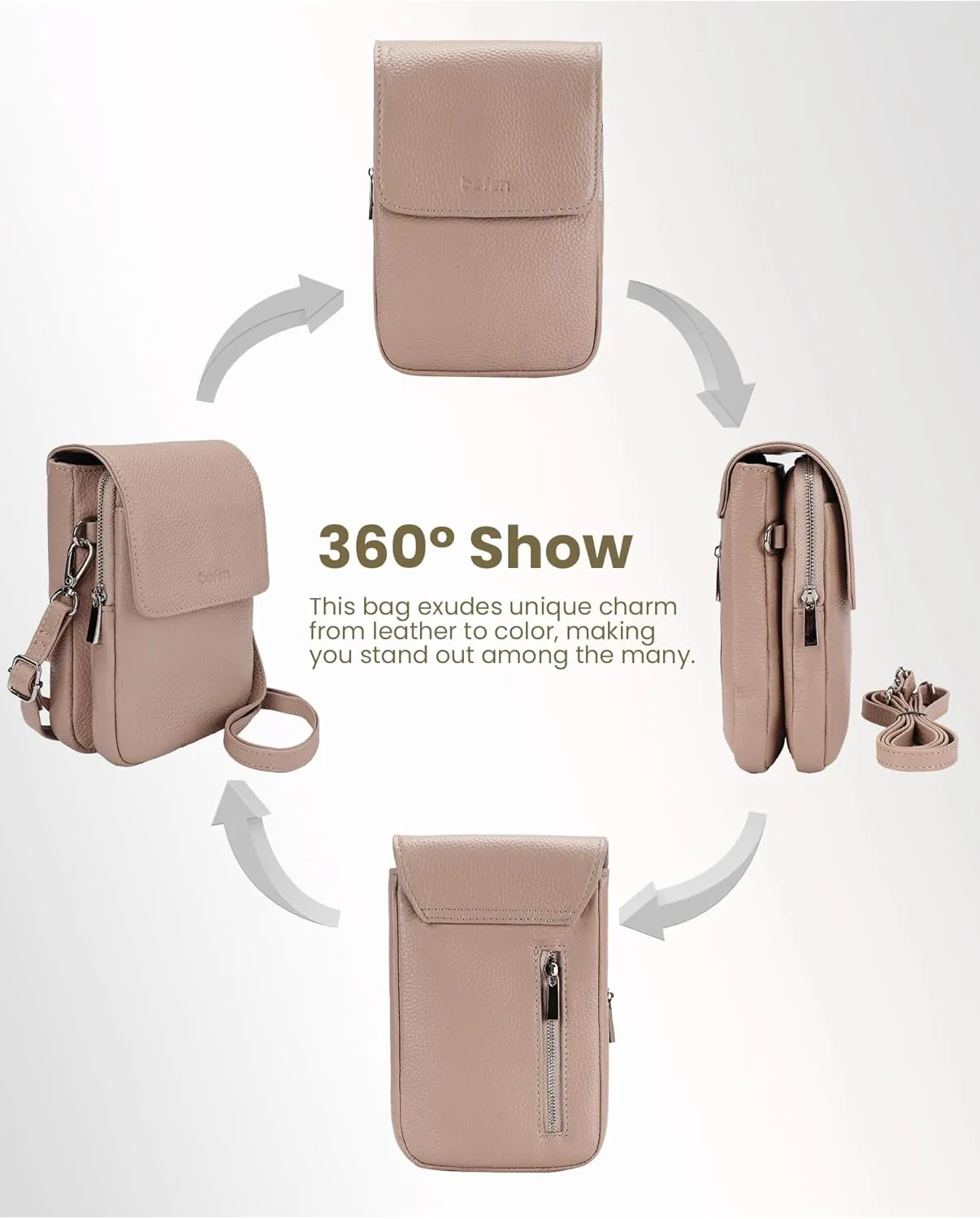 befen Genuine Leather Small Crossbody Bags for Women, Cell Phone Cross body Purse Bag with RFID Blocking Card Slots