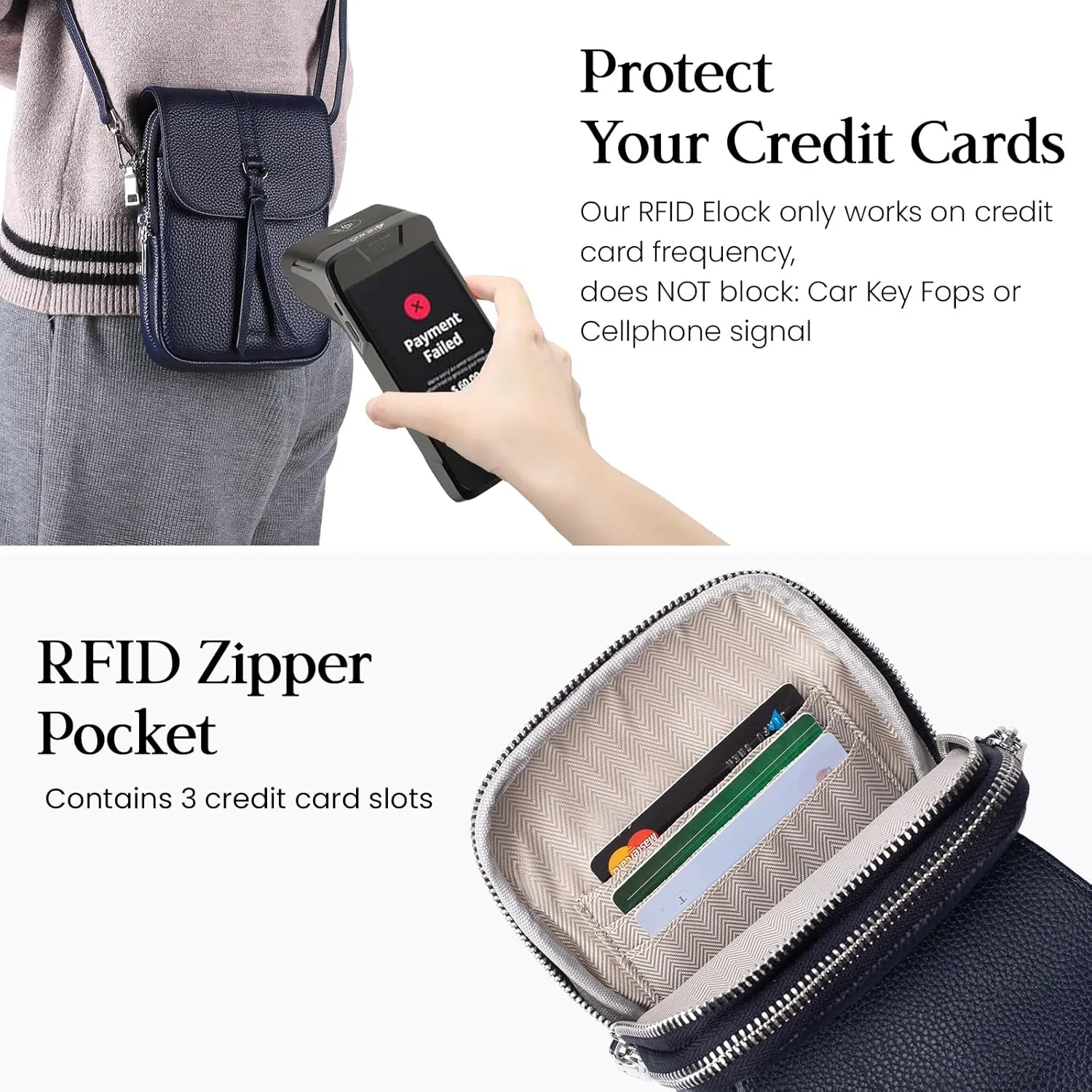 befen Genuine Leather Small Crossbody Bags for Women, Multi Pocket Cell Phone Crossbody Purse with RFID Blocking Card Slots