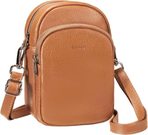 befen Genuine Leather Small Crossbody Bags for Women Trendy Travel Cell Phone Wallet Purses with RFID Blocking Card Slots