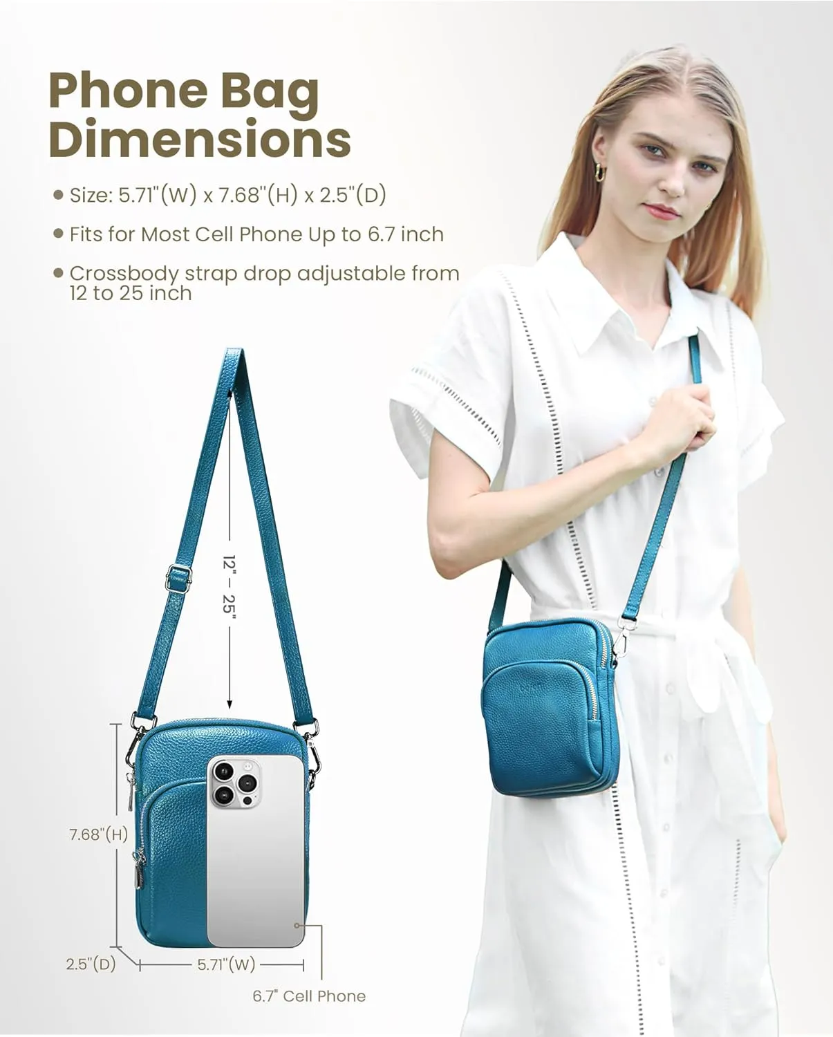 befen Small Genuine Leather Crossbody Bag for Women Trendy Crossbody Purses with RFID Blocking Card Slots