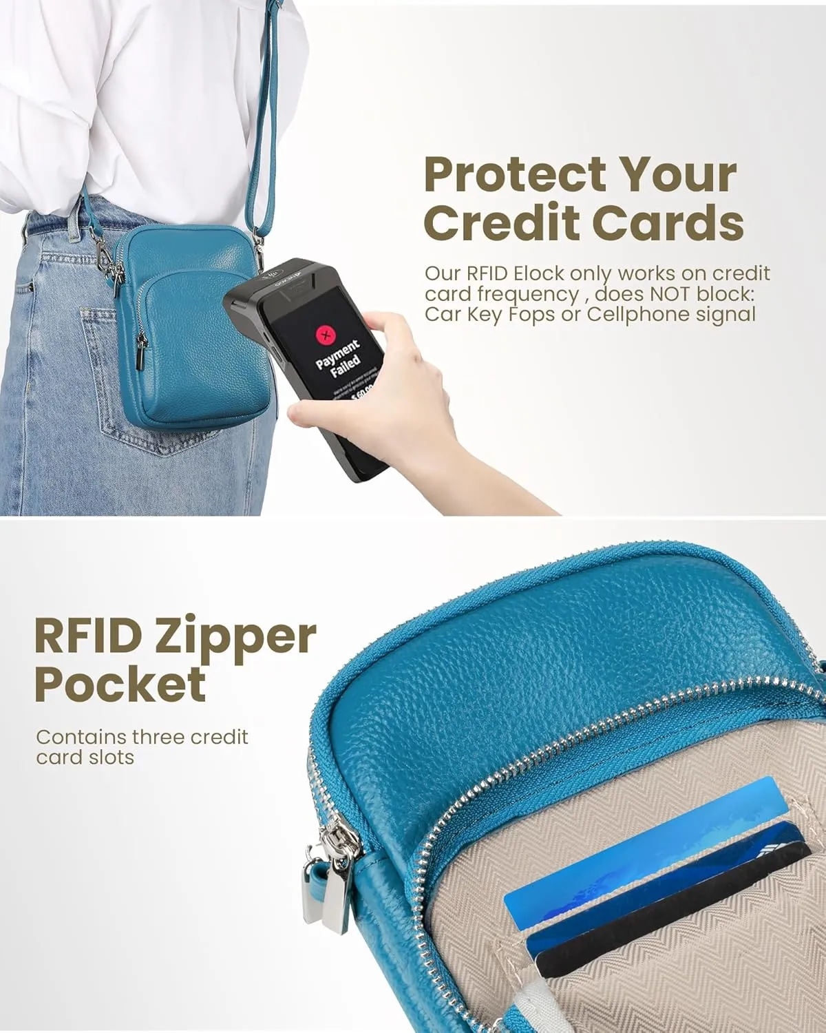 befen Small Genuine Leather Crossbody Bag for Women Trendy Crossbody Purses with RFID Blocking Card Slots