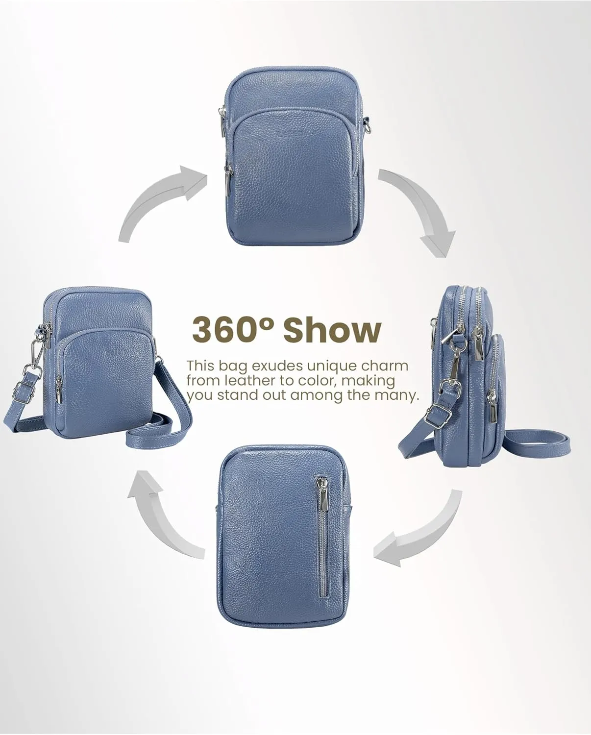 befen Small Genuine Leather Crossbody Bag for Women Trendy Crossbody Purses with RFID Blocking Card Slots