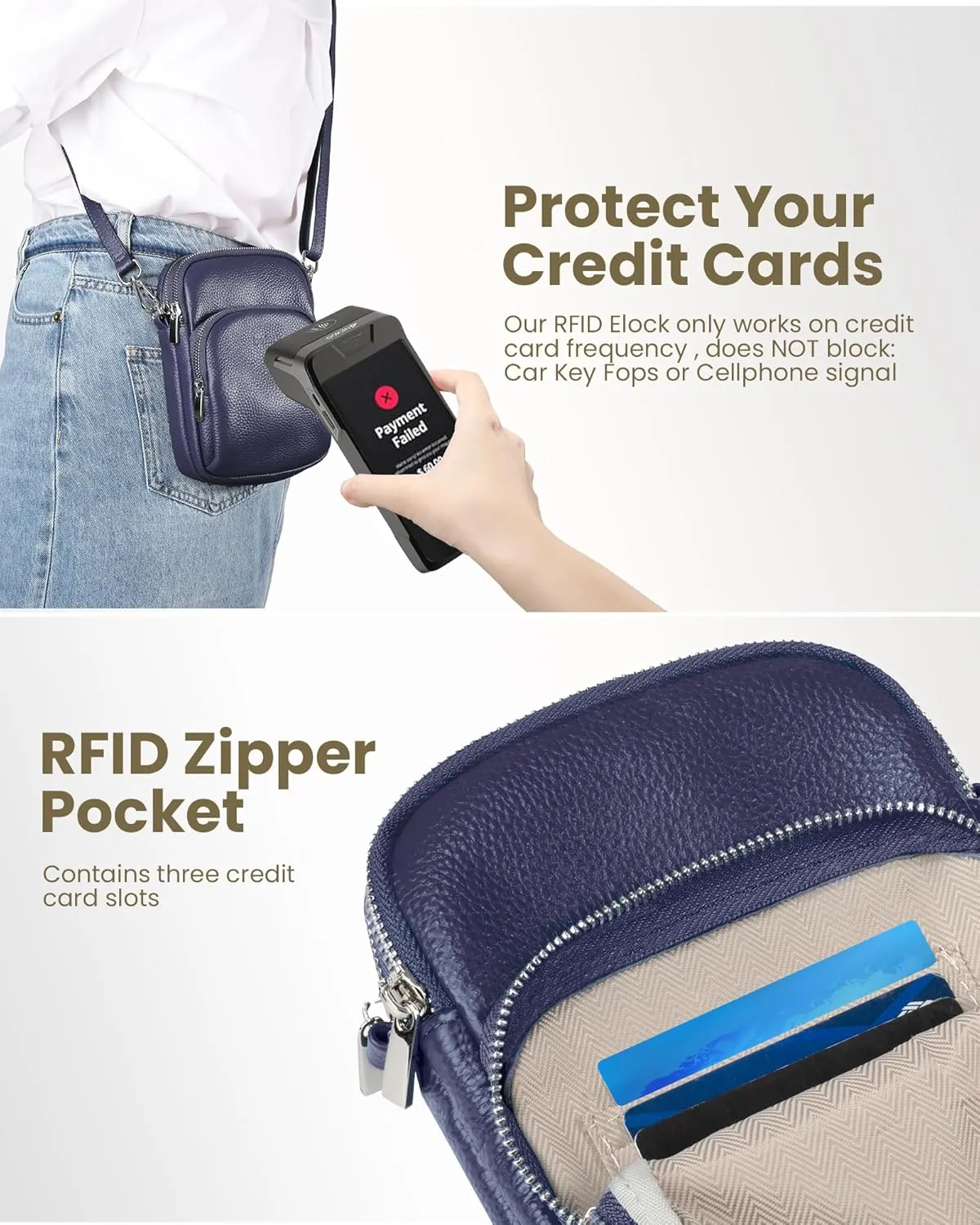 befen Small Genuine Leather Crossbody Bag for Women Trendy Crossbody Purses with RFID Blocking Card Slots