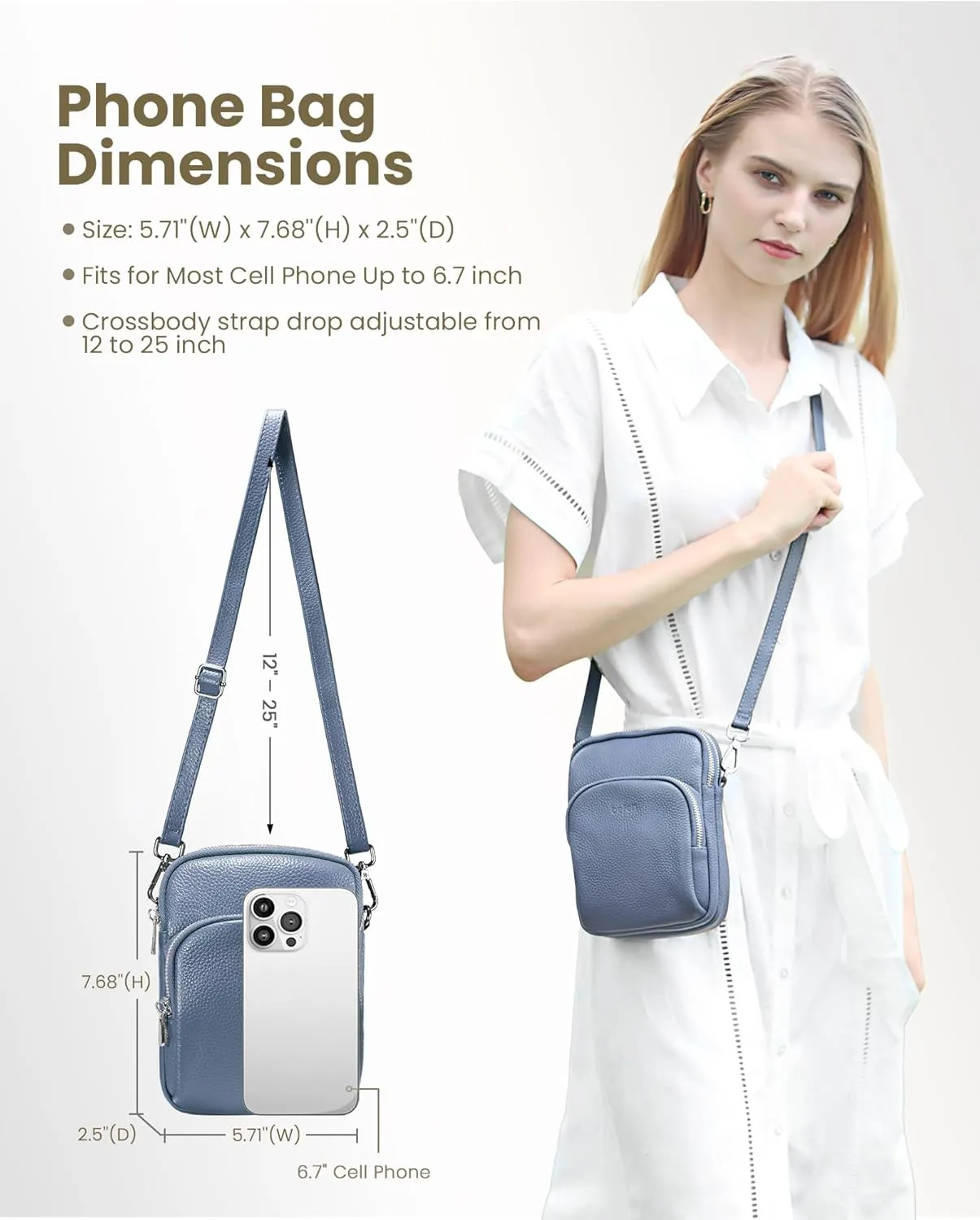 befen Small Genuine Leather Crossbody Bag for Women Trendy Crossbody Purses with RFID Blocking Card Slots