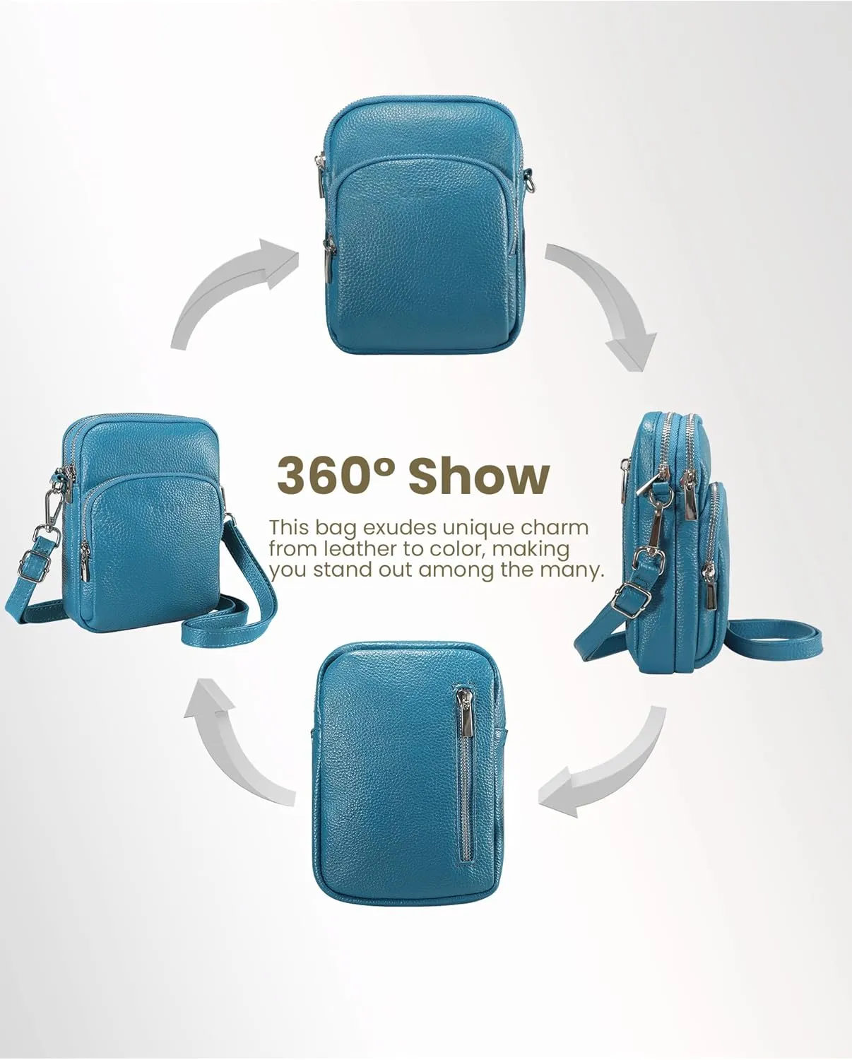 befen Small Genuine Leather Crossbody Bag for Women Trendy Crossbody Purses with RFID Blocking Card Slots