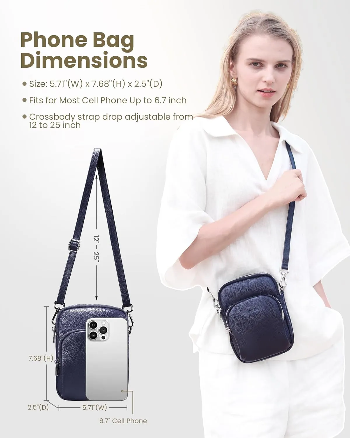 befen Small Genuine Leather Crossbody Bag for Women Trendy Crossbody Purses with RFID Blocking Card Slots