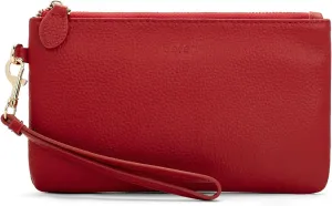 befen Women's Genuine Italian Leather Wristlet Clutch Wallet Purse, Gold Zipper