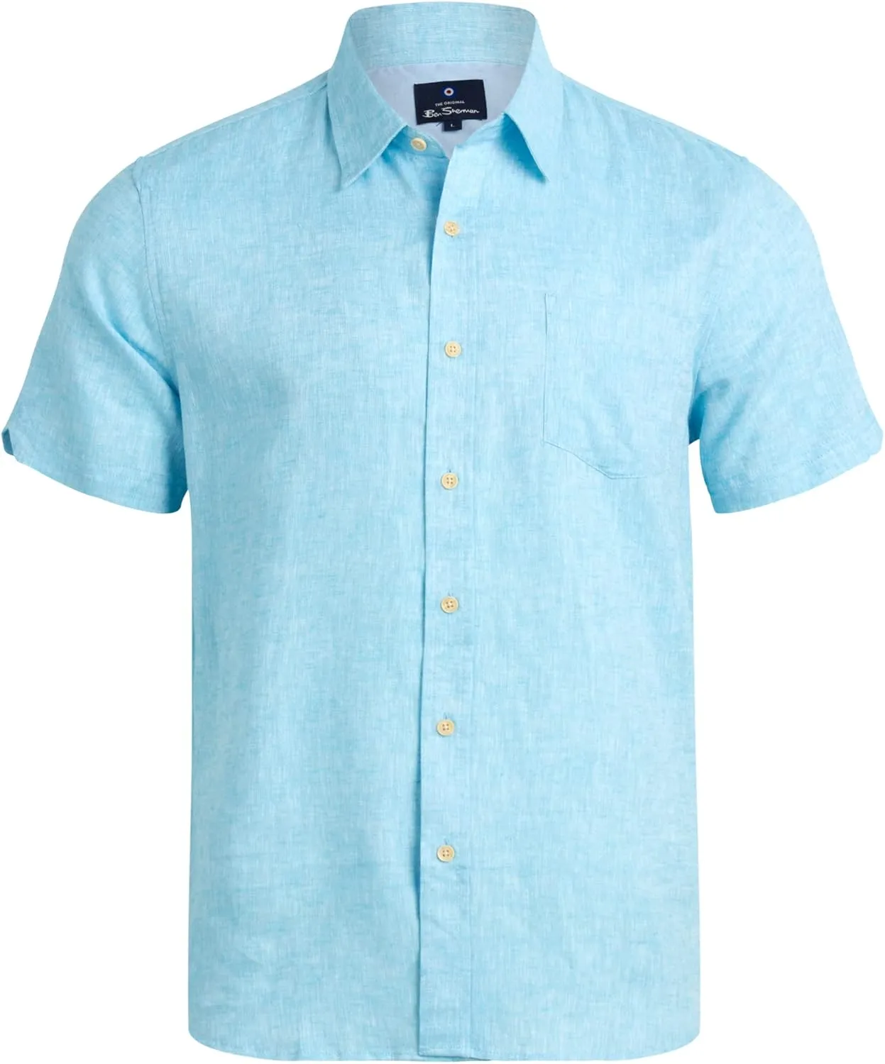 Ben Sherman Men's Linen Shirt - Regular Fit Short Sleeve Button Down Woven Linen Shirt (S-XL)