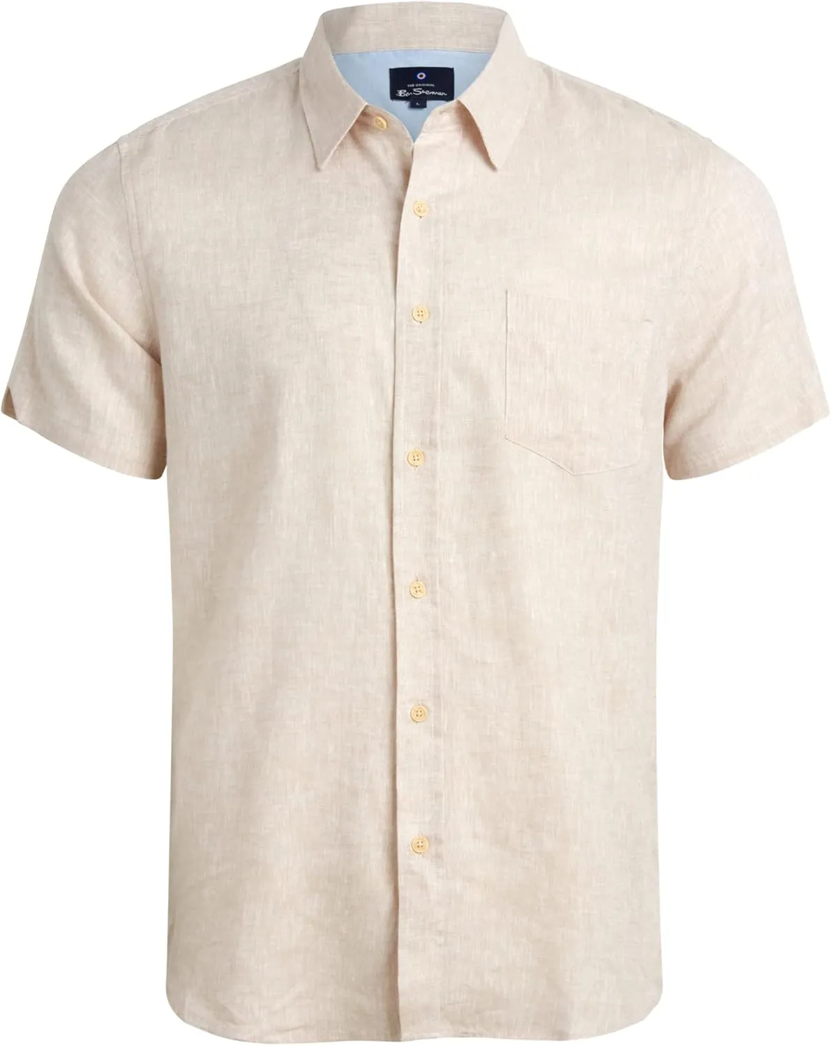 Ben Sherman Men's Linen Shirt - Regular Fit Short Sleeve Button Down Woven Linen Shirt (S-XL)