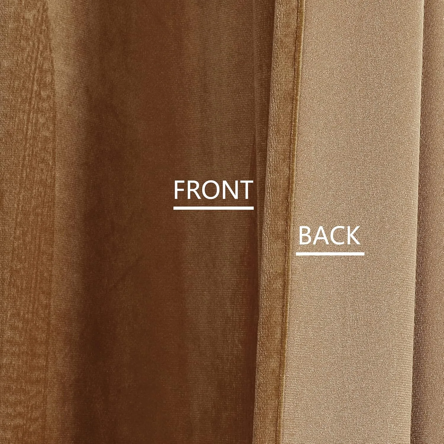 Benedeco Camel Velvet Curtains for Bedroom Window, Super Soft Luxury Drapes, Room Darkening Thermal Insulated Rod Pocket Curtain for Living Room, W52 by L84 inches, 2 Panels