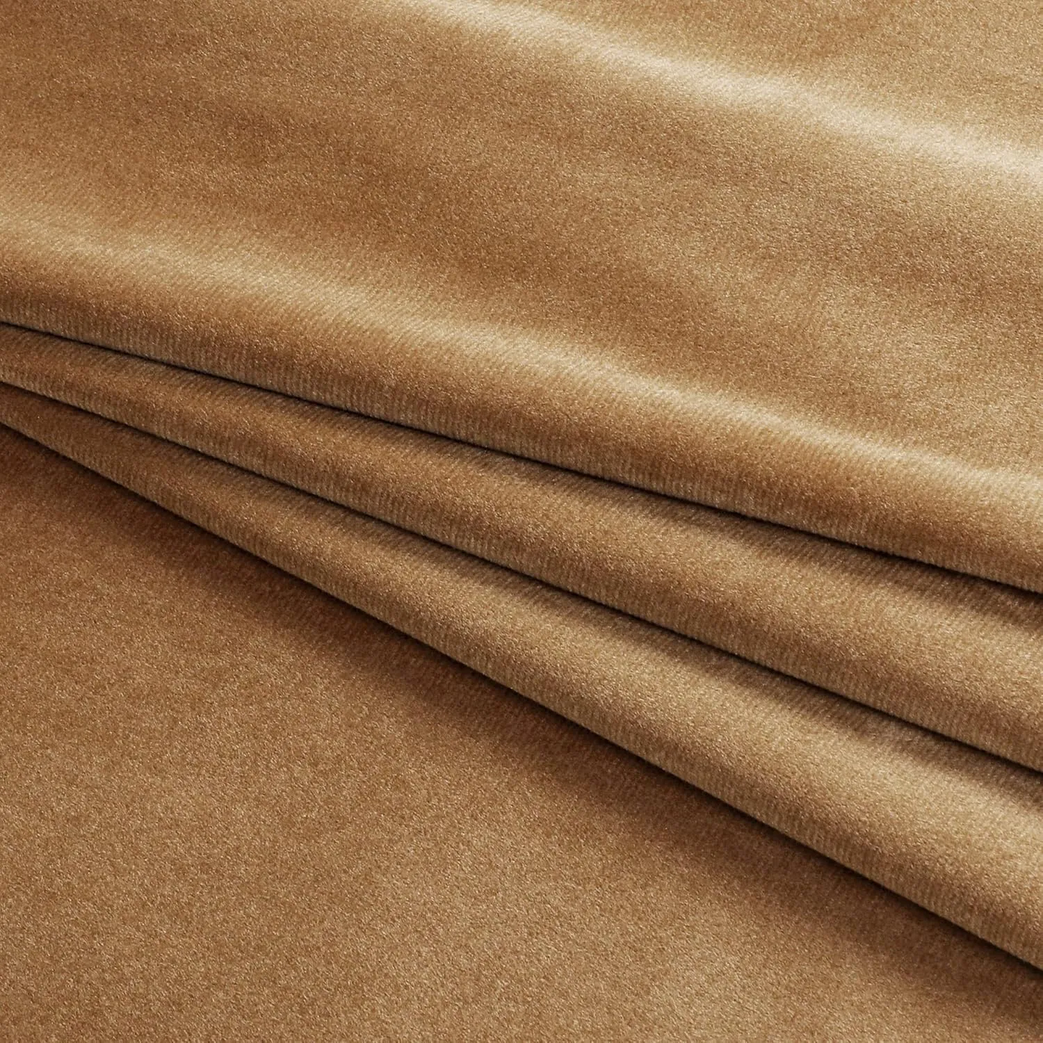 Benedeco Camel Velvet Curtains for Bedroom Window, Super Soft Luxury Drapes, Room Darkening Thermal Insulated Rod Pocket Curtain for Living Room, W52 by L84 inches, 2 Panels
