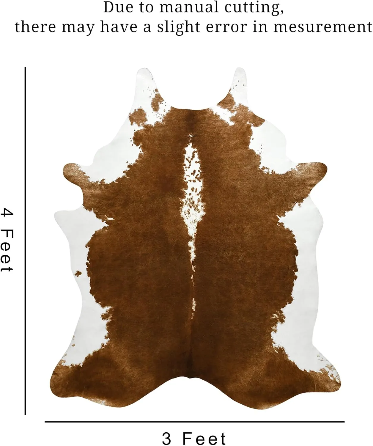BENRON Faux Cowhide Rug Accent Western Rug Ultra-Thin Cow Print Rug 3x4 Cow Hide Rug Cute Animal Rugs for Bedroom Living Room Man Cave Carpets, Khaki Brown