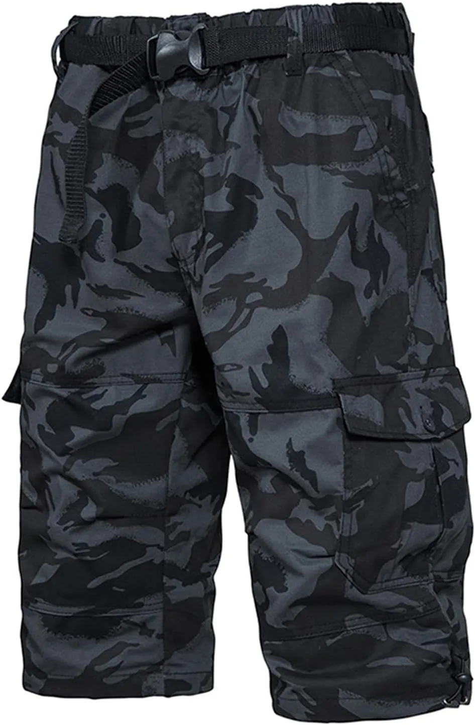 Big and Tall Cotton Cargo Shorts for Men 2024 Trendy Elastic Waist Multi Pocket Tooling Shorts Relaxed Sport Shorts