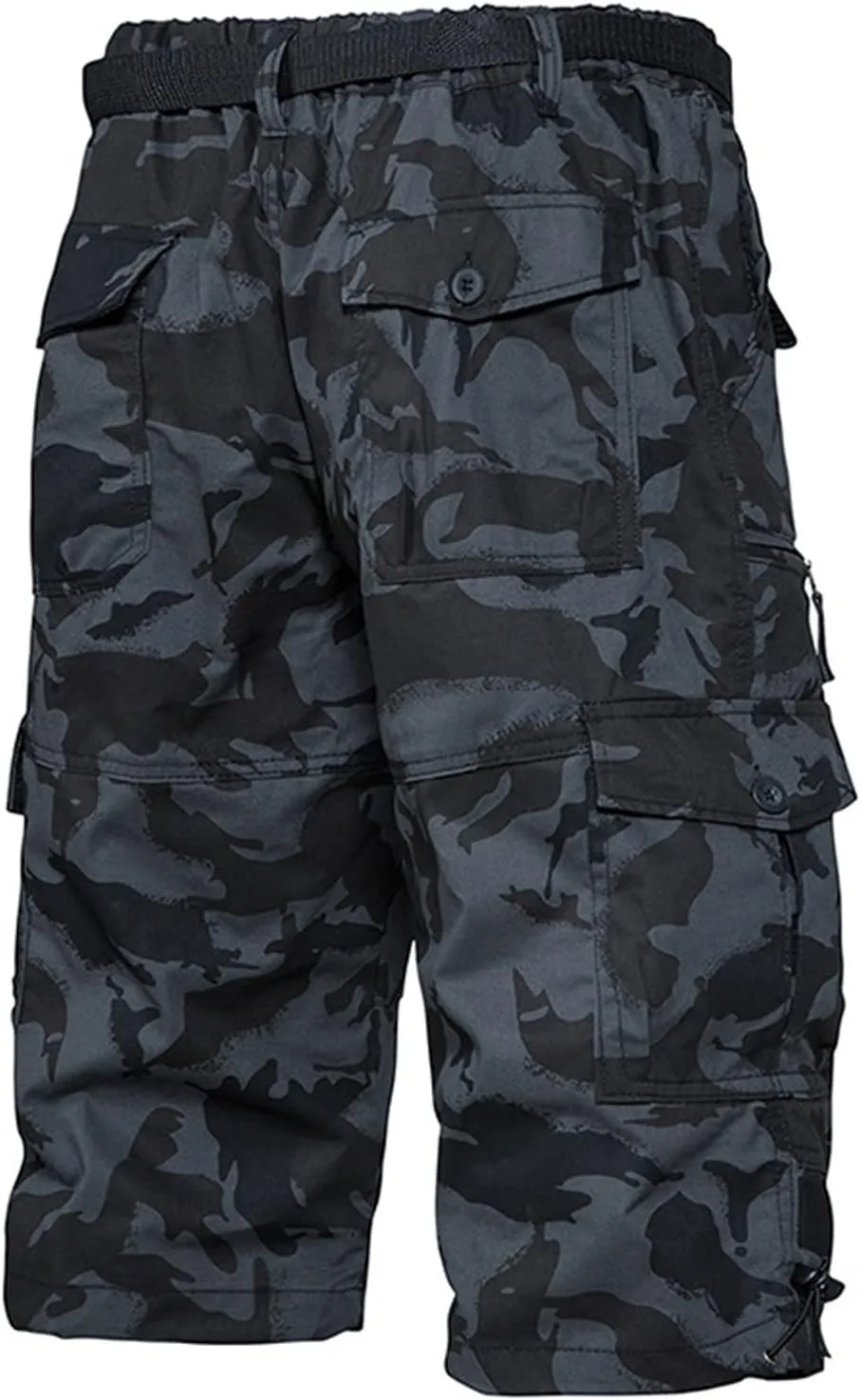 Big and Tall Cotton Cargo Shorts for Men 2024 Trendy Elastic Waist Multi Pocket Tooling Shorts Relaxed Sport Shorts