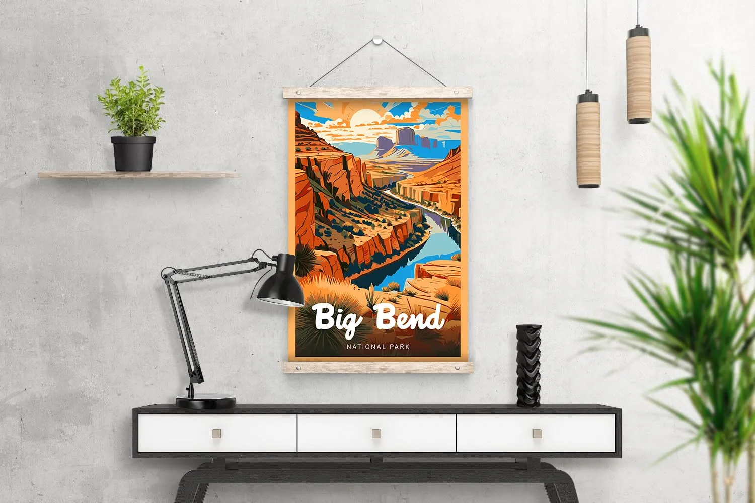 Big Bend National Park Modern Style Travel Poster - 8x10-12x18-18x24-24x36 / 4x6 Postcard Designer Series Art Print USA United States Wall Art Texas (12x18 Inch Poster)