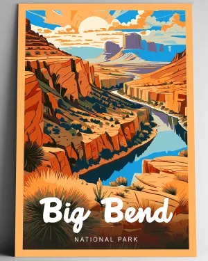 Big Bend National Park Modern Style Travel Poster - 8x10-12x18-18x24-24x36 / 4x6 Postcard Designer Series Art Print USA United States Wall Art Texas (12x18 Inch Poster)
