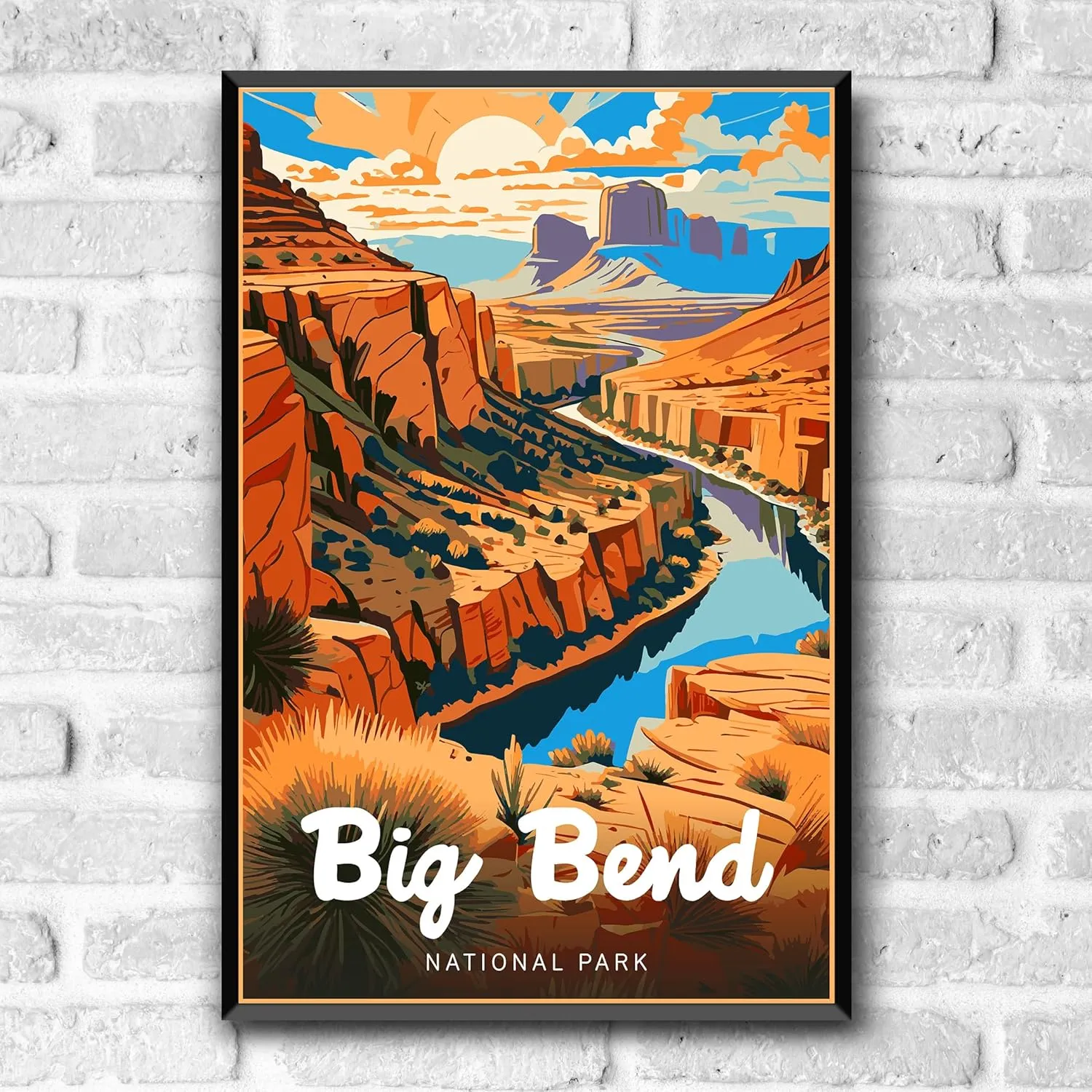 Big Bend National Park Modern Style Travel Poster - 8x10-12x18-18x24-24x36 / 4x6 Postcard Designer Series Art Print USA United States Wall Art Texas (12x18 Inch Poster)