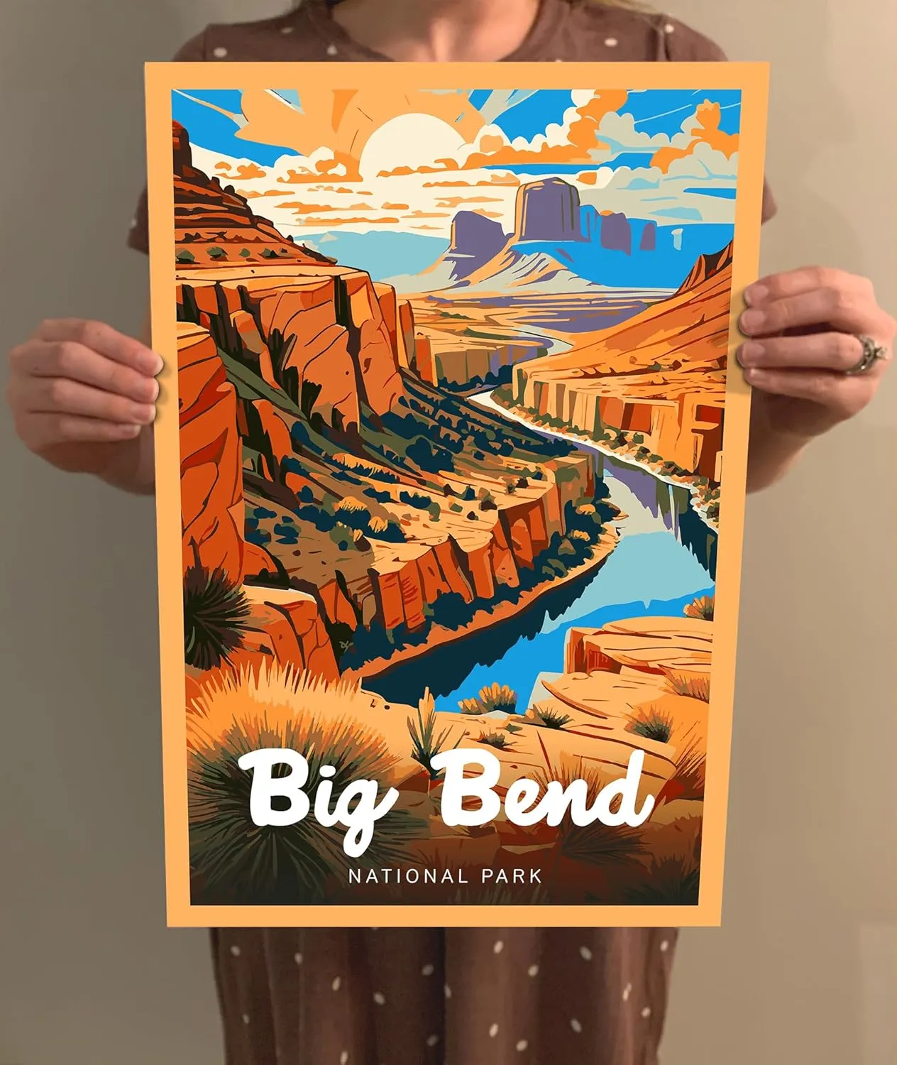 Big Bend National Park Modern Style Travel Poster - 8x10-12x18-18x24-24x36 / 4x6 Postcard Designer Series Art Print USA United States Wall Art Texas (12x18 Inch Poster)