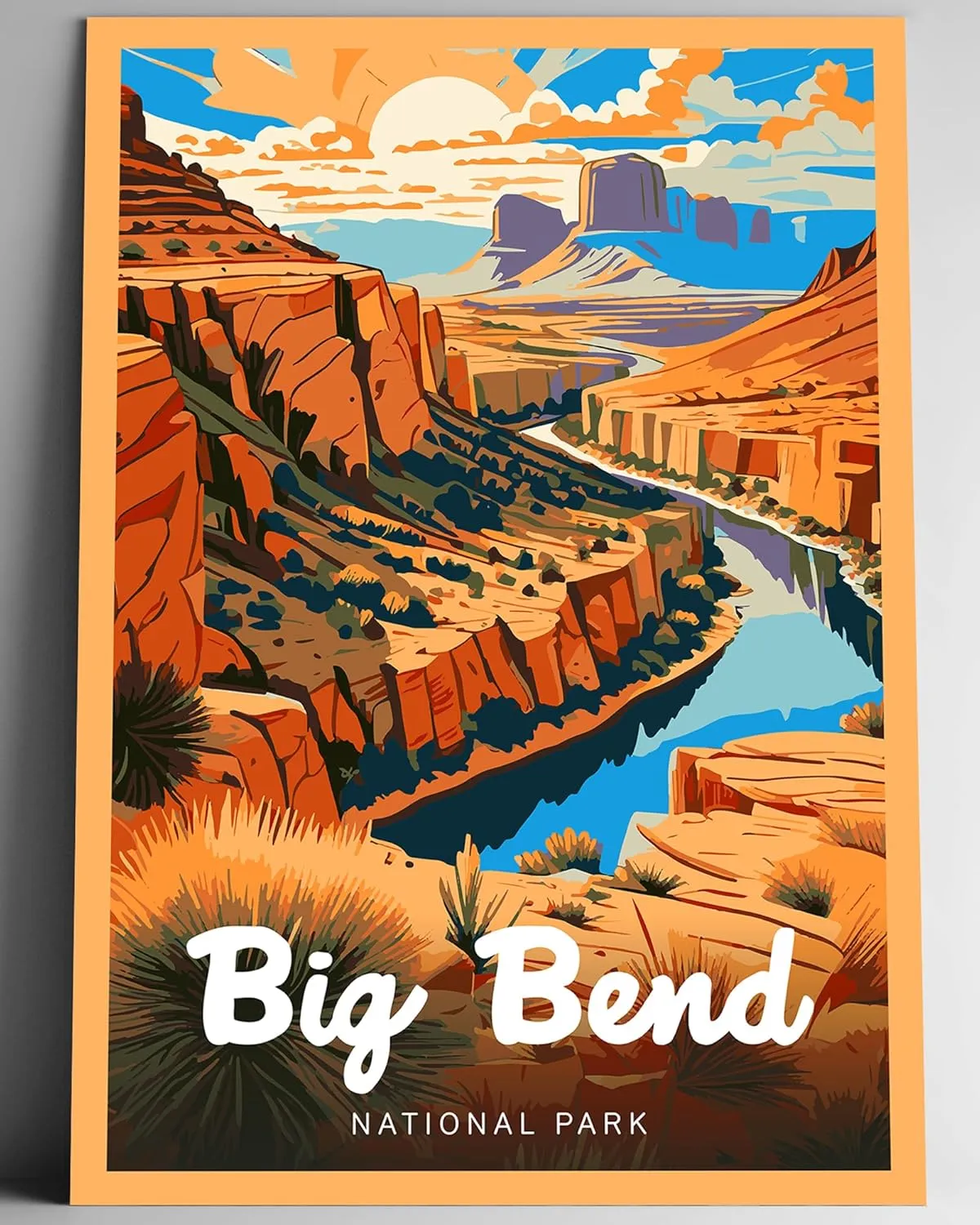 Big Bend National Park Modern Style Travel Poster - 8x10-12x18-18x24-24x36 / 4x6 Postcard Designer Series Art Print USA United States Wall Art Texas (12x18 Inch Poster)