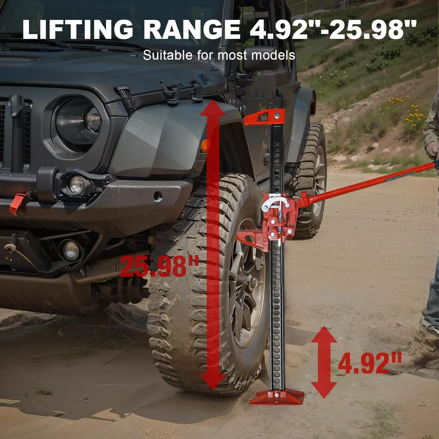 Big Red TRA8335-1 Torin 33" Ratcheting Off Road Utility High Lift Farm Jack, 3 Ton (6,000 lb) Capacity