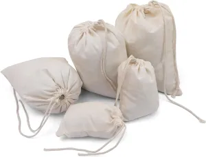 BigLotBags Pack of 100 (5 x 7 Inches) Premium Cotton Muslin Bags 100% Organic Cotton Single Drawstring Premium Quality Eco Friendly Natural Reusable Bags