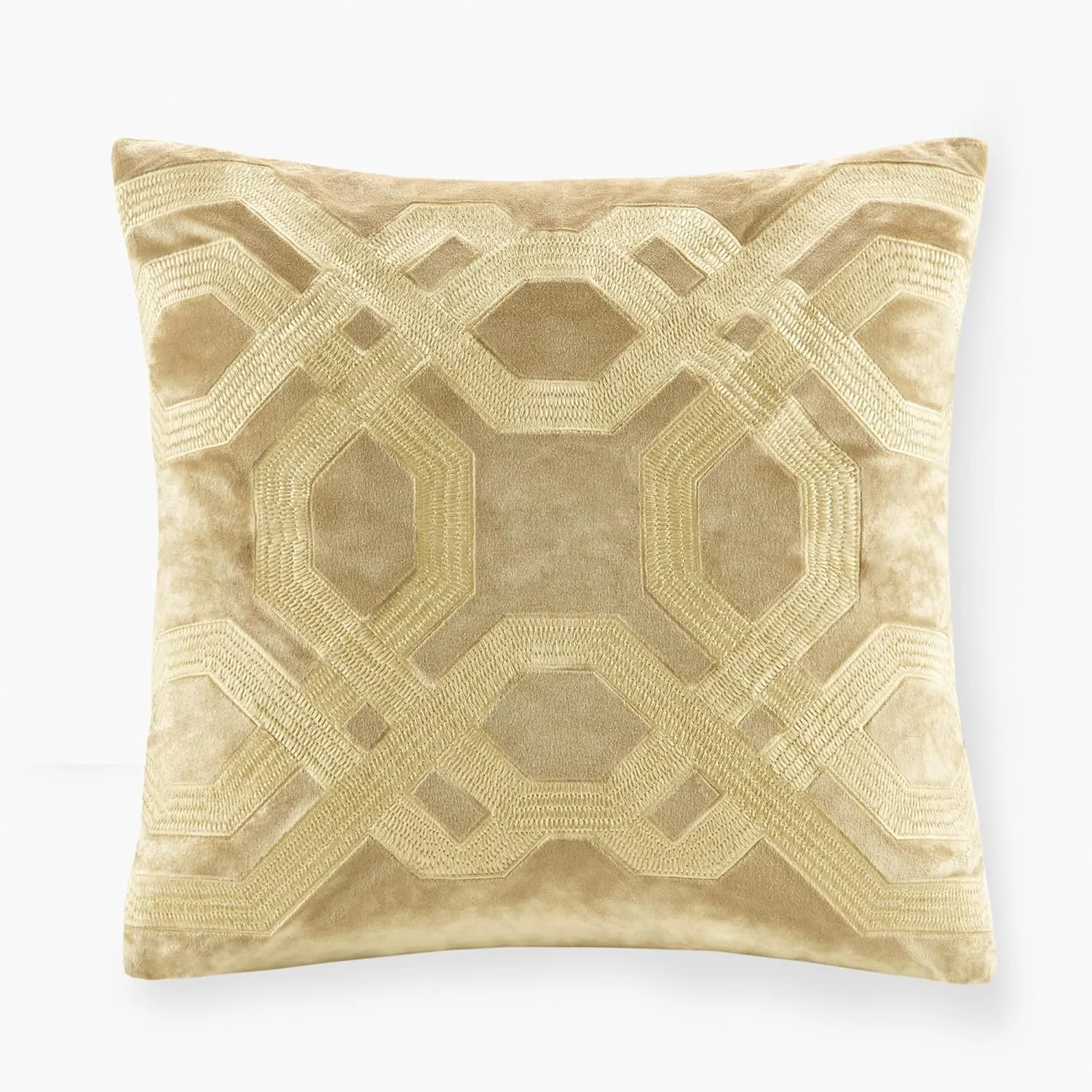 Biron Normal Pillow, 18x18, Gold Embroidery Square