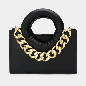 Black 2 In 1 Faux Leather Solid Tote and Crossbody Bag Set