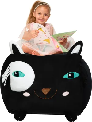 Black Cat Bean Bag Chairs for Teens, Playroom Furniture, Comfortable Seating for Kids, Large Size 22x24 Inch Velvet Extra Soft, Cover ONLY