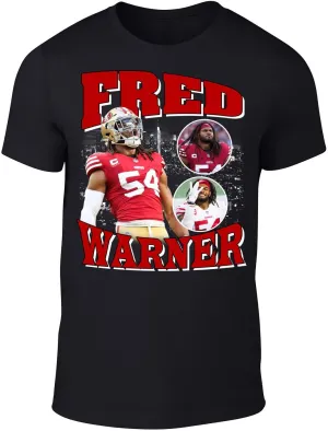 Black San Francisco Fred Warner Bootleg Style Throwback Style T-Shirt Men's Adult
