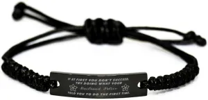 Black Stainless Steel Handmade Bracelets Adjustable Cord Inspirational, Railroad Police If at first you don't succeed, try doing what your athletic trainer told you to do the first time.