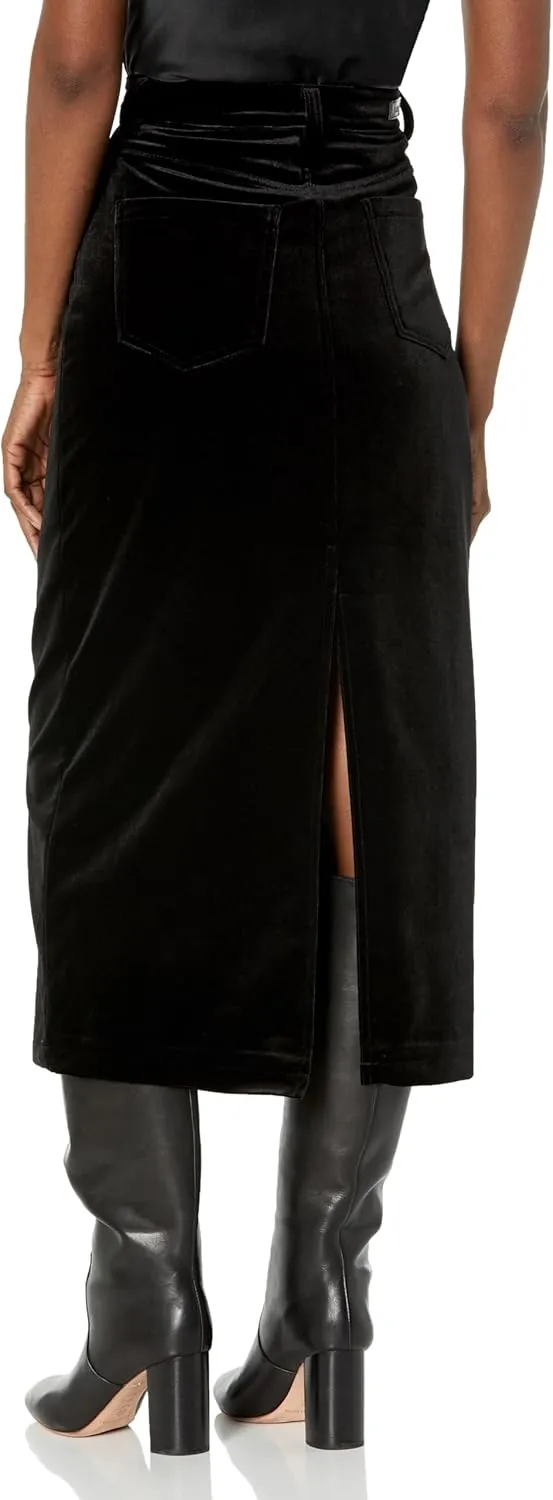 [BLANKNYC] Womens Back Slit Midi Velvet Skirt