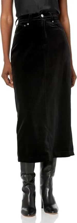 [BLANKNYC] Womens Back Slit Midi Velvet Skirt