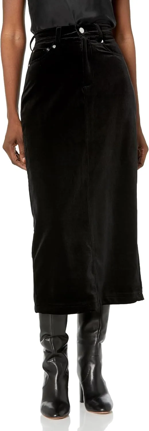 [BLANKNYC] Womens Back Slit Midi Velvet Skirt